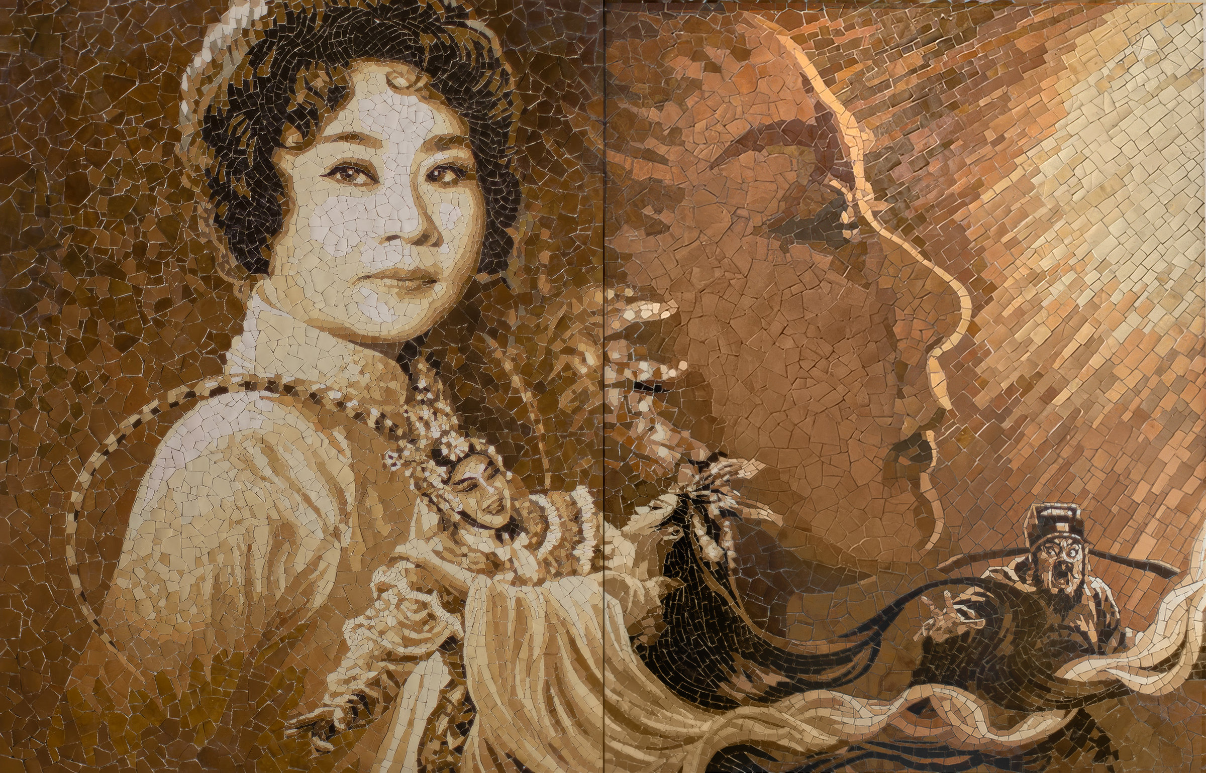 Dawn of the Stage, a diptych ceramic portrait in glazed Biên Hòa stoneware, the most recent work in the Cultural Portraits series.