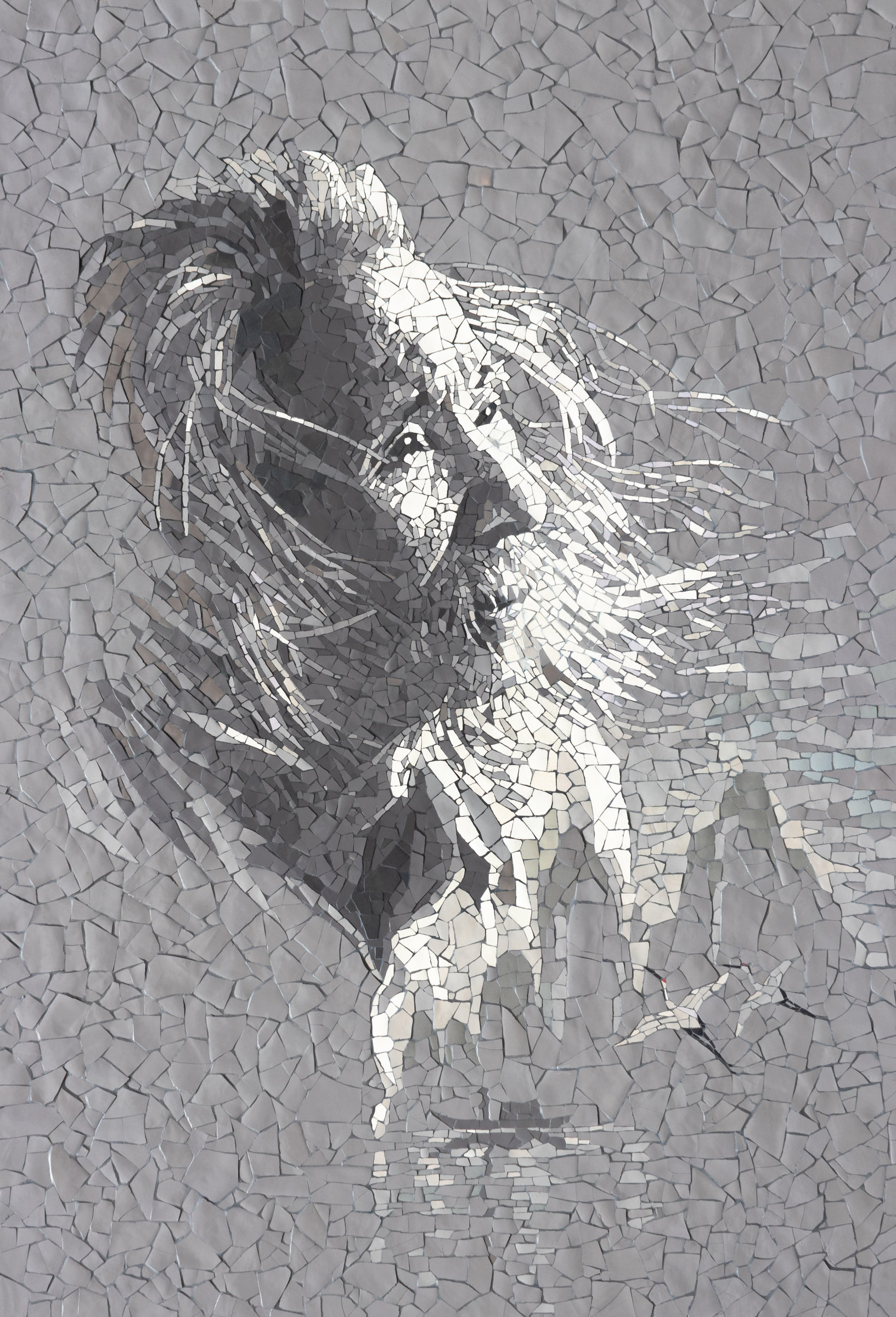 Ceramic portrait titled Thiên Thai (Fairyland), in glazed Biên Hòa stoneware on PVC board.